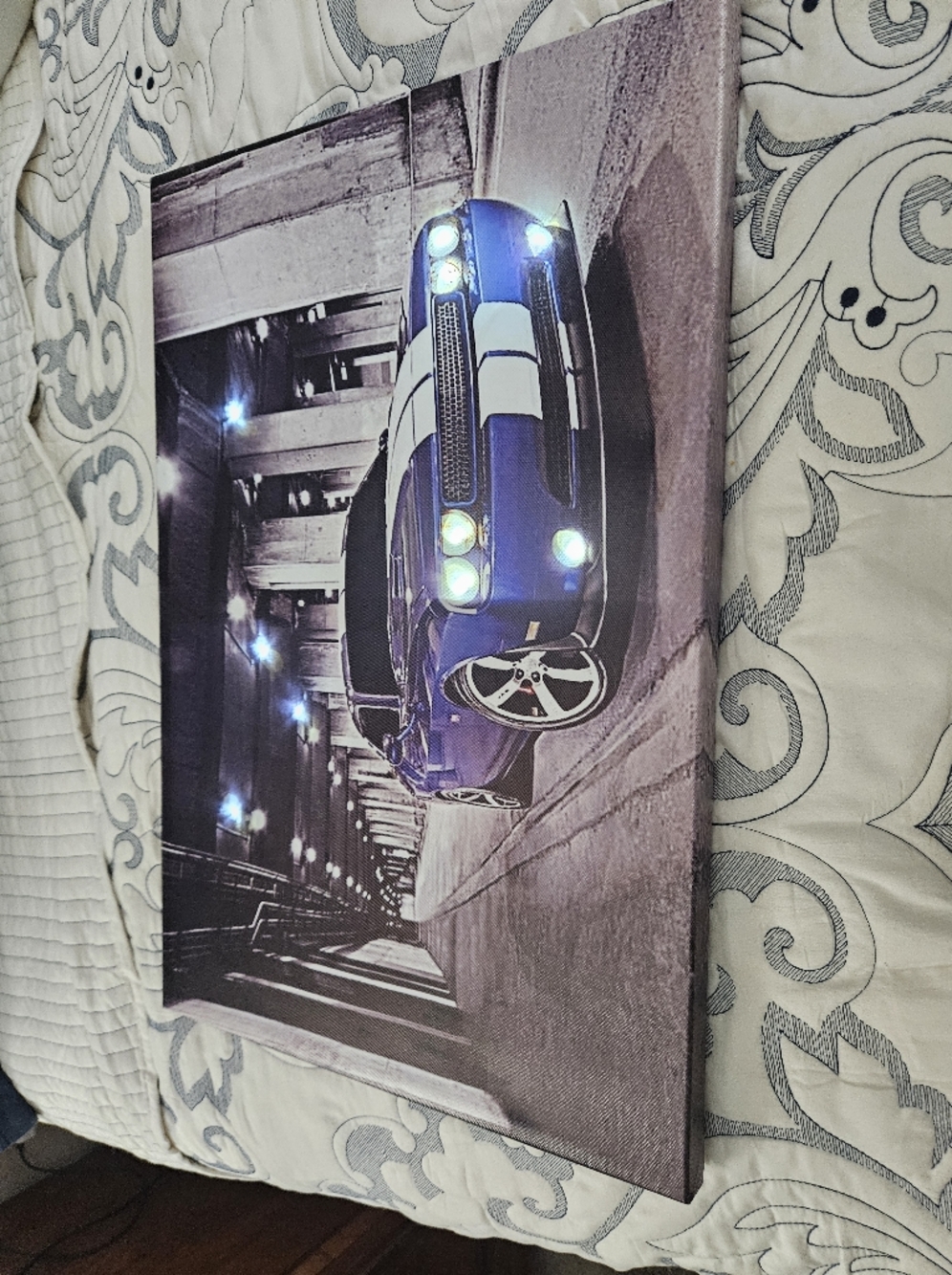 Blue Muscle Car Wall Art Canvas - Home Wall Decor
